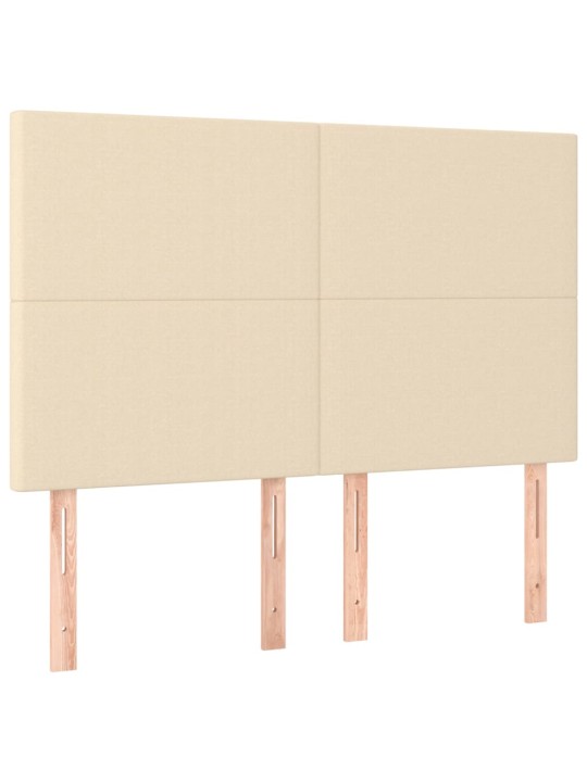 Gultas galvgalis ar led, 144x5x118/128 cm, krēmkrāsas audums