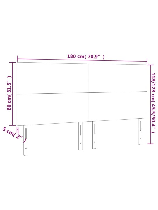 Gultas galvgalis ar LED, 180x5x118/128 cm, tumši brūns audums