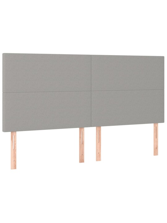 Gultas galvgalis ar led, 200x5x118/128 cm, gaiši pelēks audums