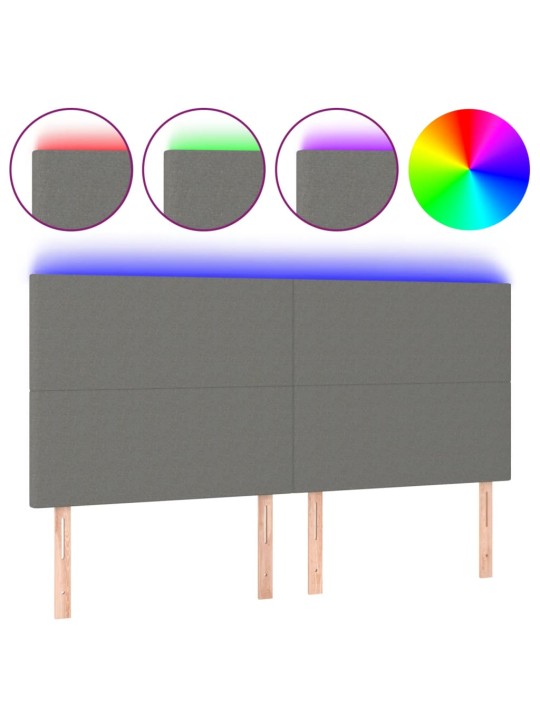 Gultas galvgalis ar led, 200x5x118/128 cm, tumši pelēks audums