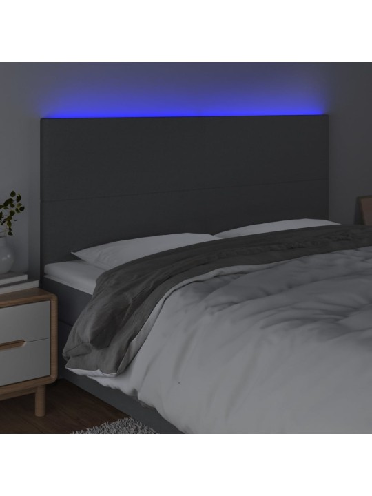 Gultas galvgalis ar led, 200x5x118/128 cm, tumši pelēks audums