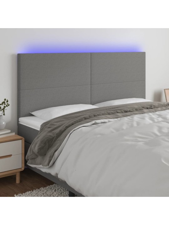 Gultas galvgalis ar led, 200x5x118/128 cm, tumši pelēks audums