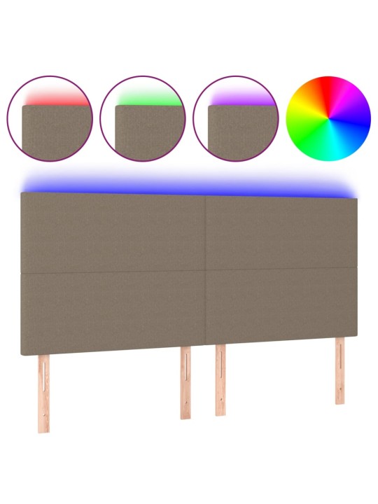 Gultas galvgalis ar led, 200x5x118/128 cm, pelēkbrūns audums