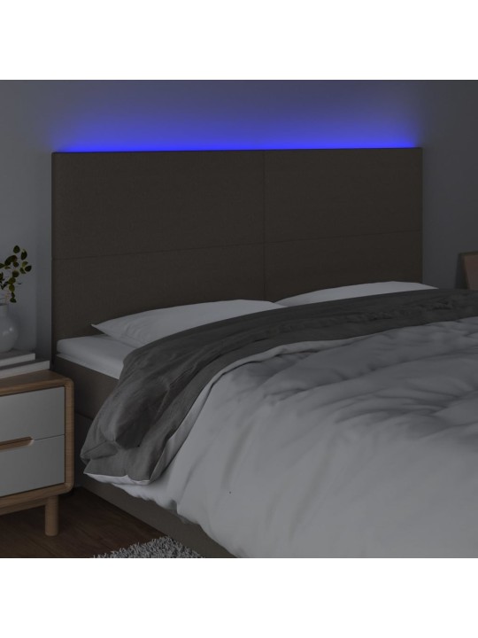 Gultas galvgalis ar led, 200x5x118/128 cm, pelēkbrūns audums