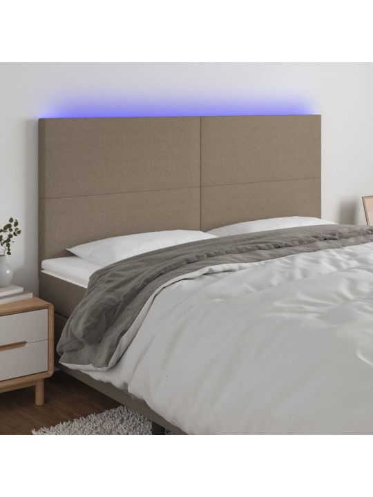 Gultas galvgalis ar led, 200x5x118/128 cm, pelēkbrūns audums