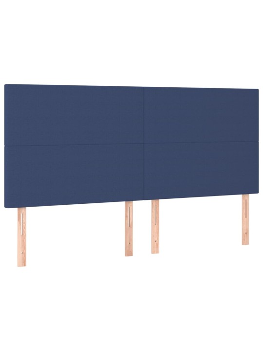 Gultas galvgalis ar led, 200x5x118/128 cm, zils audums