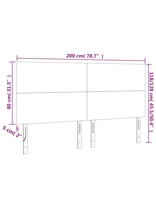 Gultas galvgalis ar led, 200x5x118/128 cm, zils audums