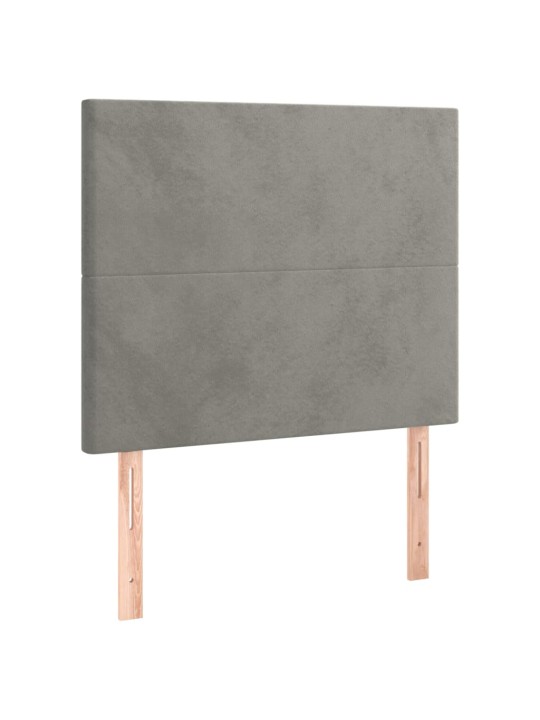 Gultas galvgalis ar led, 80x5x118/128 cm, gaiši pelēks samts