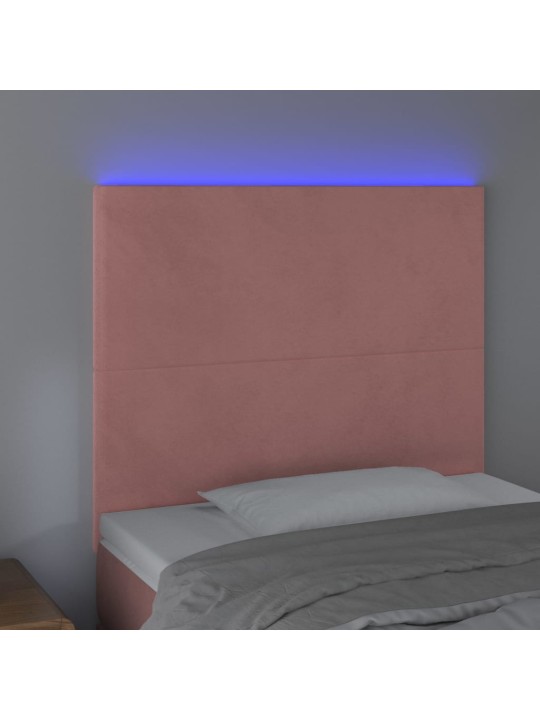 Gultas galvgalis ar led, 80x5x118/128 cm, rozā samts
