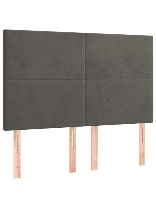 Gultas galvgalis ar LED, 144x5x118/128 cm, tumši pelēks samts