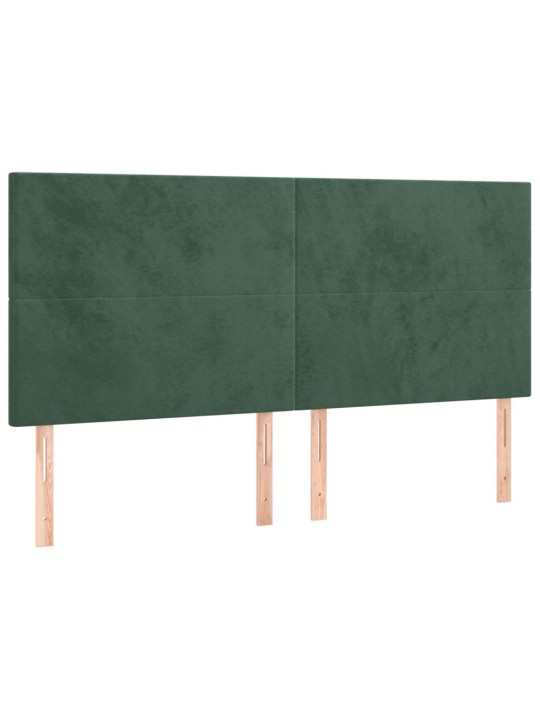 Gultas galvgalis ar led, 160x5x118/128 cm, tumši zaļš samts