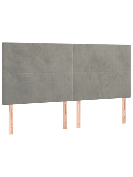 Gultas galvgalis ar LED, 180x5x118/128 cm, gaiši pelēks samts