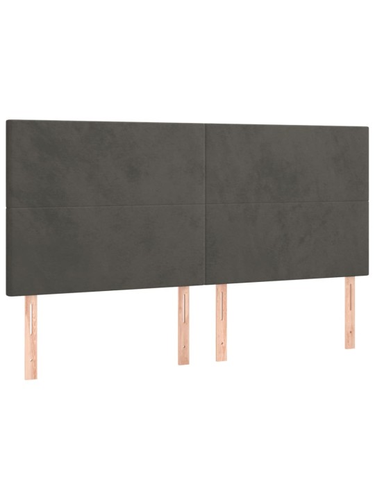 Gultas galvgalis ar LED, 180x5x118/128 cm, tumši pelēks samts