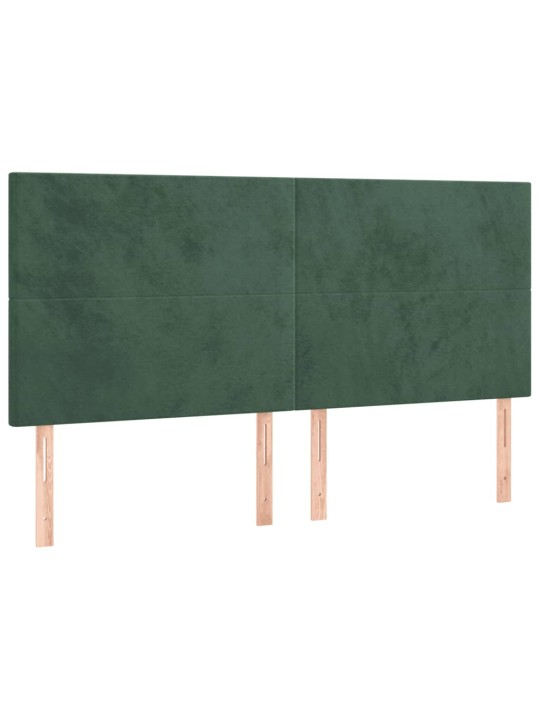 Gultas galvgalis ar led, 180x5x118/128 cm, tumši zaļš samts