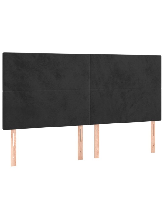 Gultas galvgalis ar led, 200x5x118/128 cm, melns samts