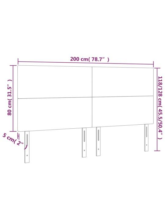 Gultas galvgalis ar led, 200x5x118/128 cm, tumši zils samts