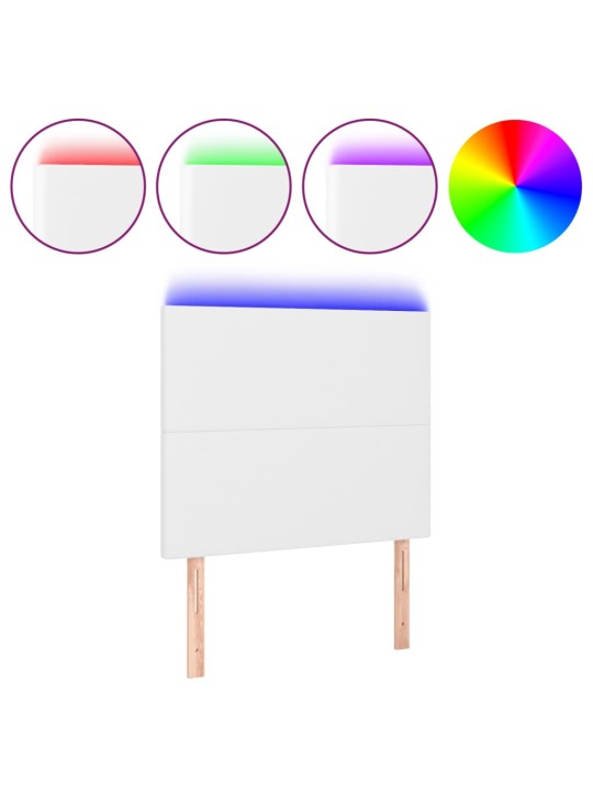 Gultas galvgalis ar led, 90x5x118/128 cm, balta mākslīgā āda