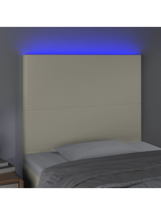Gultas galvgalis ar led, 90x5x118/128 cm, krēmkrāsas