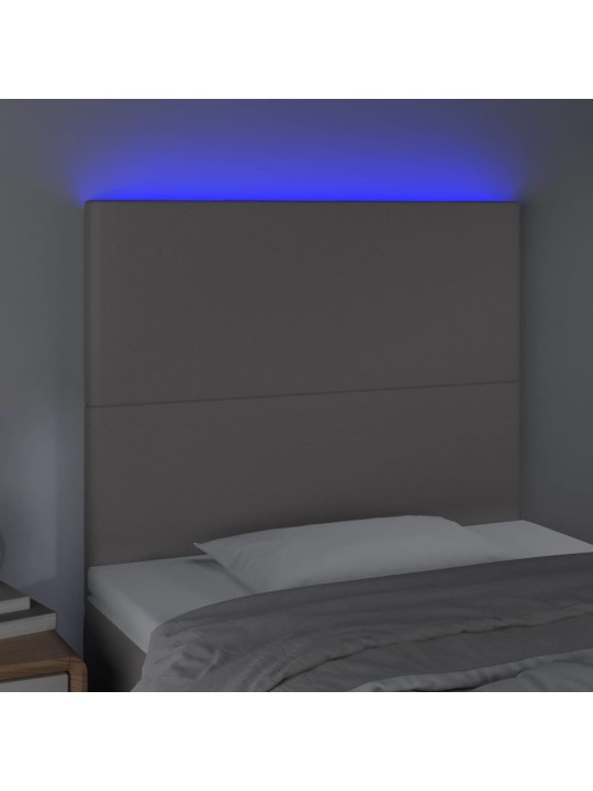 Gultas galvgalis ar led, 90x5x118/128 cm, pelēks mākslīgā āda