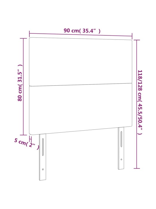 Gultas galvgalis ar led, 90x5x118/128 cm, pelēks mākslīgā āda