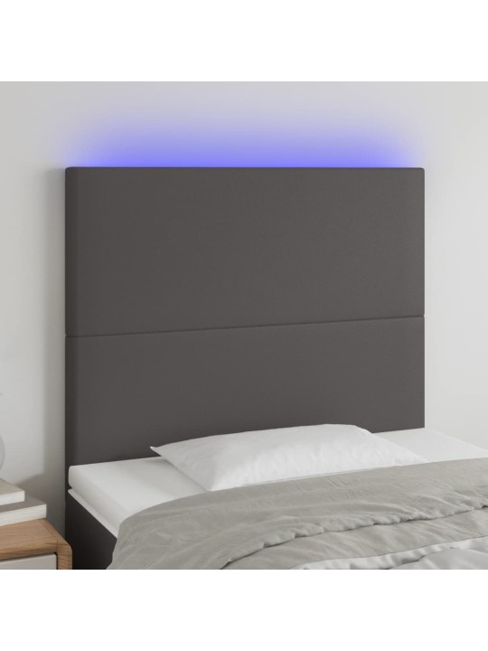 Gultas galvgalis ar led, 90x5x118/128 cm, pelēks mākslīgā āda