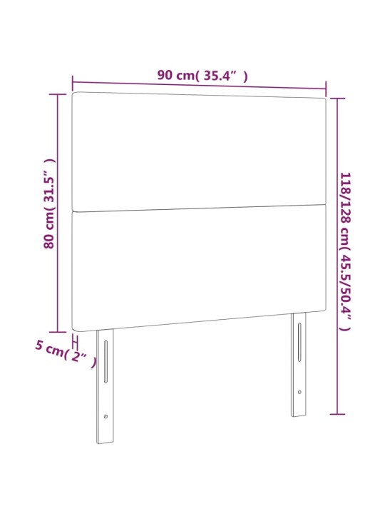 Gultas galvgalis ar led, 90x5x118/128cm, kapučīno mākslīgā āda