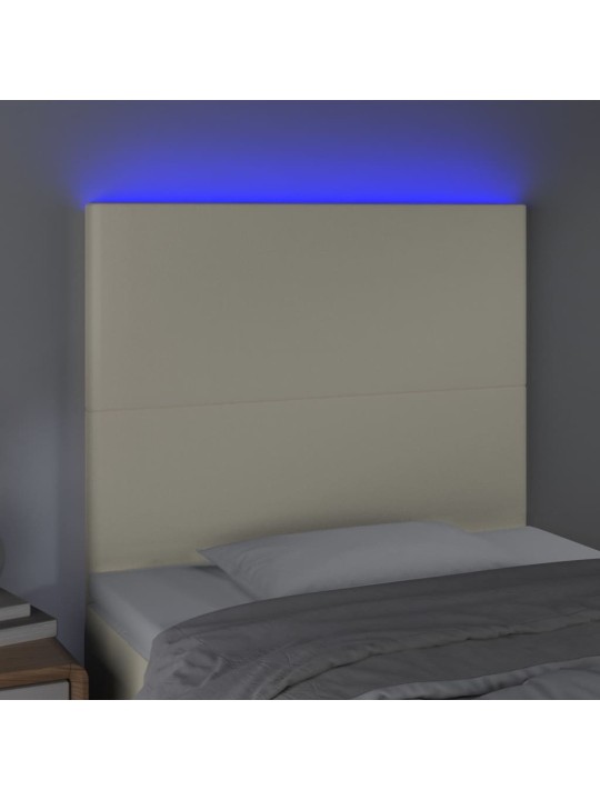 Gultas galvgalis ar led, 100x5x118/128 cm, krēmkrāsas