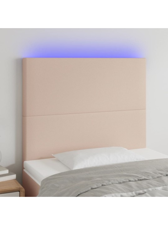 Gultas galvgalis ar LED, 100x5x118/128cm, kapučīno mākslīgā āda