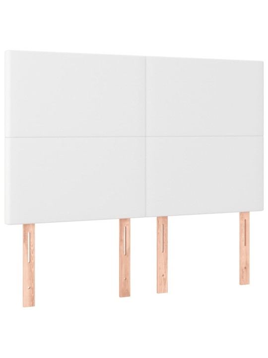 Gultas galvgalis ar LED, 144x5x118/128 cm, balta mākslīgā āda