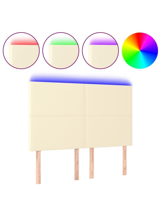 Gultas galvgalis ar led, 144x5x118/128 cm, krēmkrāsas