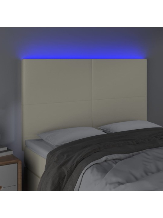 Gultas galvgalis ar led, 144x5x118/128 cm, krēmkrāsas