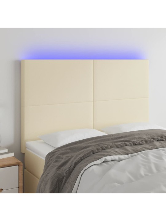 Gultas galvgalis ar led, 144x5x118/128 cm, krēmkrāsas