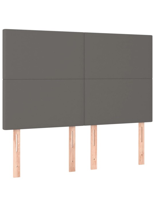 Gultas galvgalis ar LED, 144x5x118/128 cm, pelēks mākslīgā āda