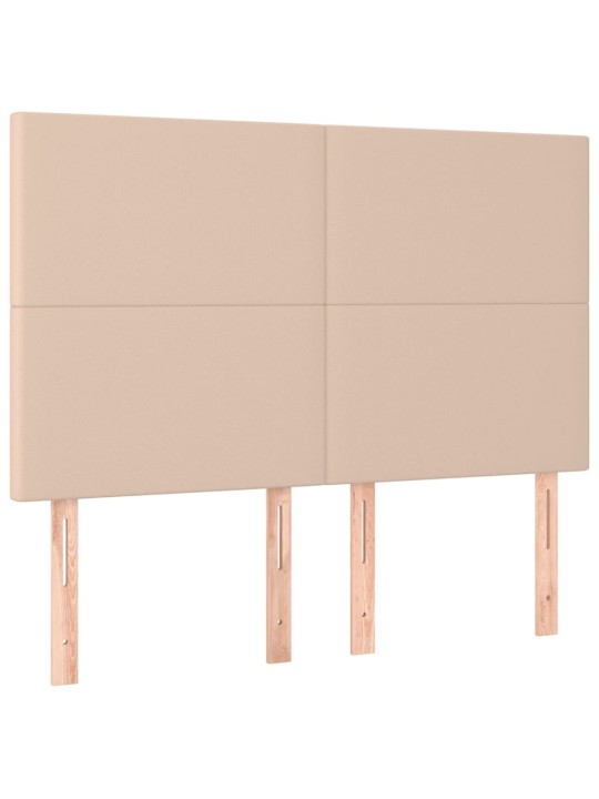 Gultas galvgalis ar led, 144x5x118/128cm, kapučīno mākslīgā āda