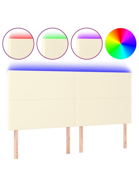 Gultas galvgalis ar led, 160x5x118/128 cm, krēmkrāsas