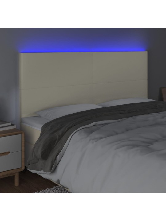 Gultas galvgalis ar led, 160x5x118/128 cm, krēmkrāsas