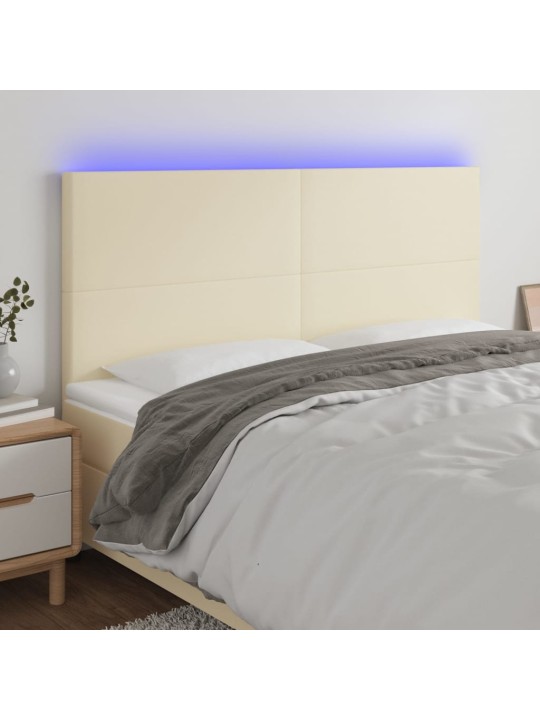 Gultas galvgalis ar led, 160x5x118/128 cm, krēmkrāsas