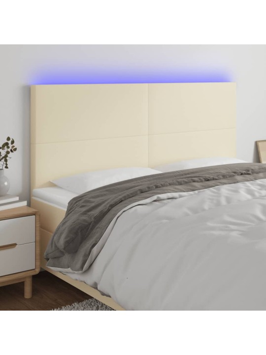Gultas galvgalis ar led, 180x5x118/128 cm, krēmkrāsas