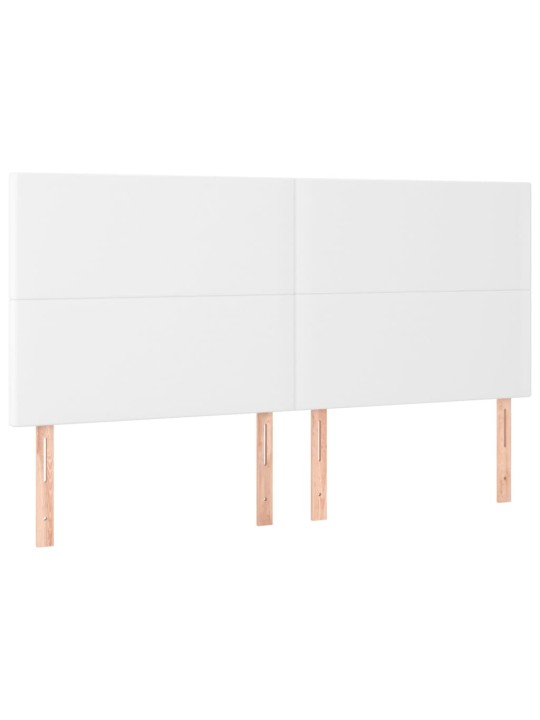 Gultas galvgalis ar led, 200x5x118/128 cm, balta mākslīgā āda