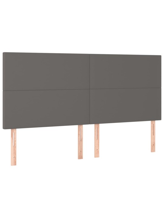 Gultas galvgalis ar led, 200x5x118/128 cm, pelēks mākslīgā āda