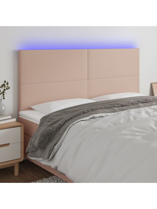 Gultas galvgalis ar led, 200x5x118/128cm, kapučīno mākslīgā āda