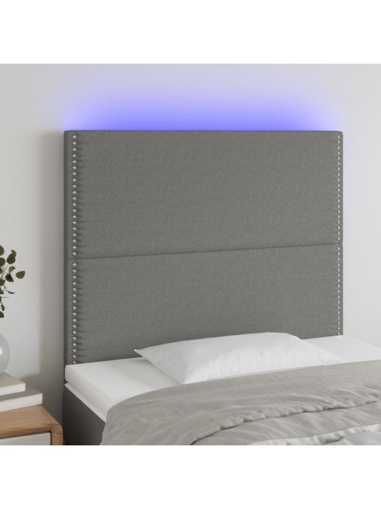Gultas galvgalis ar led, 83x16x118/128 cm, tumši pelēks audums