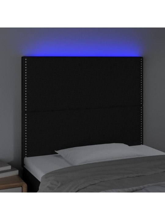Gultas galvgalis ar led, 80x5x118/128 cm, melns audums