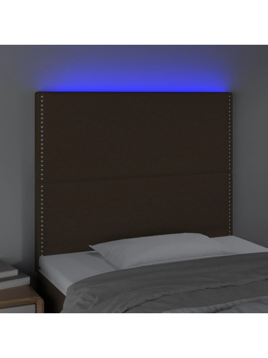 Gultas galvgalis ar led, 80x5x118/128 cm, tumši brūns audums