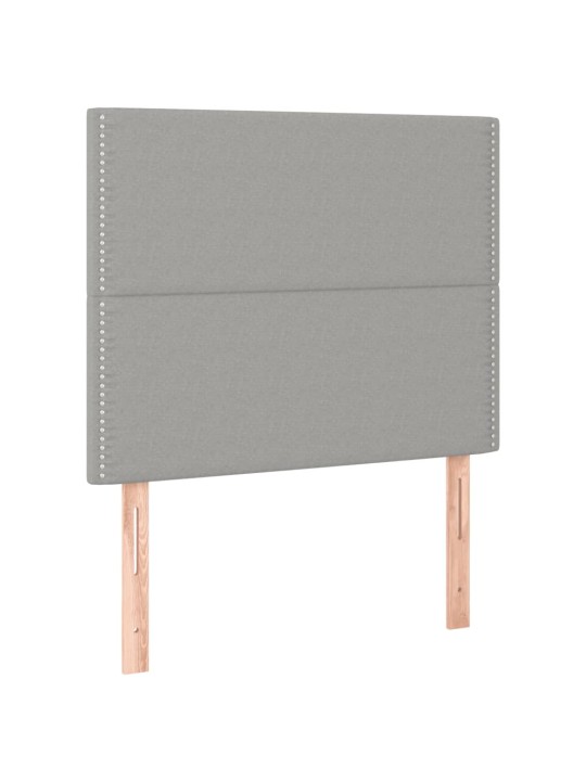 Gultas galvgalis ar led, 90x5x118/128 cm, gaiši pelēks audums
