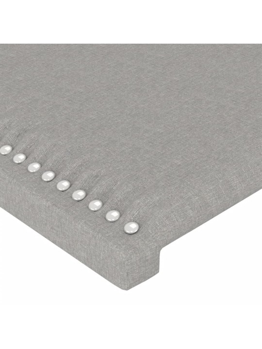 Gultas galvgalis ar led, 90x5x118/128 cm, gaiši pelēks audums