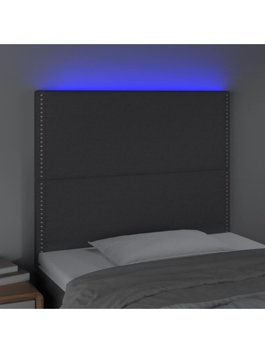 Gultas galvgalis ar led, 90x5x118/128 cm, tumši pelēks audums