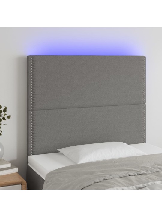 Gultas galvgalis ar led, 90x5x118/128 cm, tumši pelēks audums