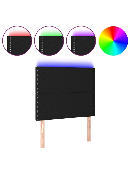 Gultas galvgalis ar led, 90x5x118/128 cm, melns audums