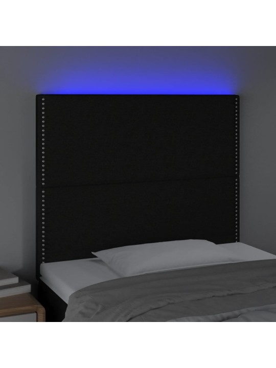 Gultas galvgalis ar led, 90x5x118/128 cm, melns audums